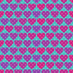 Polka dot and Hearts, Seamless romantic background with hearts and bubbles