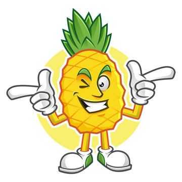 Funky pineapple mascot, pineapple character, pineapple vector