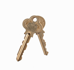old keys on a white background.