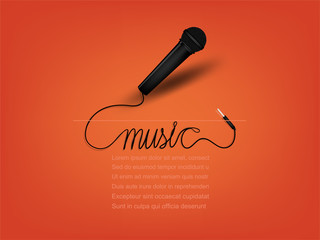 info graphic design vector of microphone with music text and copy space,realistic retro design, music design concept, music info graphic design poster 
