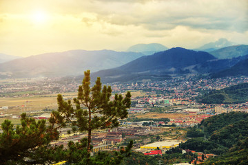 Fototapeta na wymiar panorama of the city in the Carpathian mountains