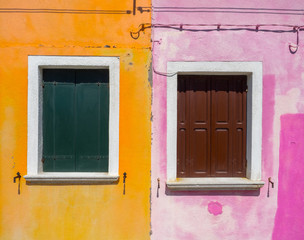 Colorful house facade in Burano, Venice
