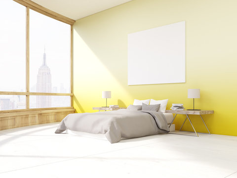 Bedroom with yellow walls in New York