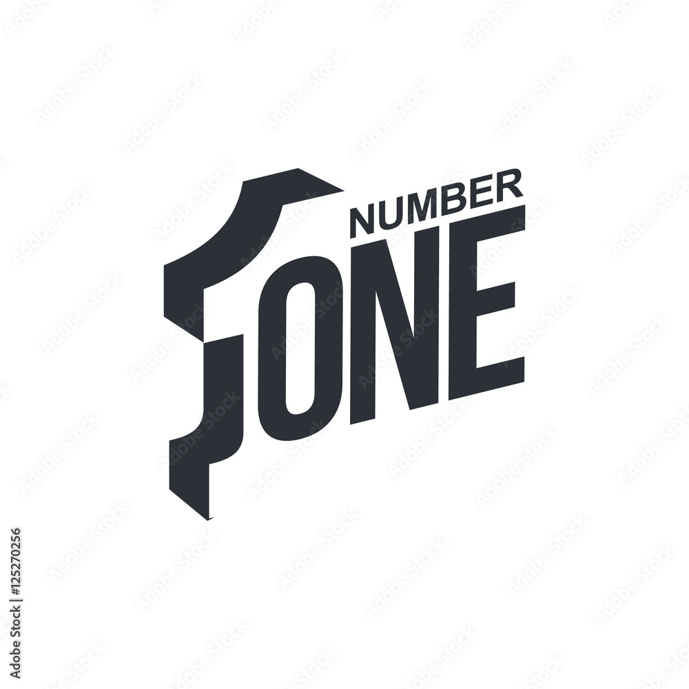 Fototapete black and white number one diagonal logo template, vector illustrations isolated on white background