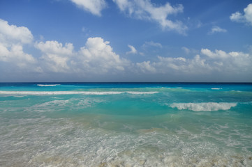 Waves on the coast of the Caribbean Sea, Mexico, Riviera Maya