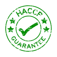Grunge green HACCP guarantee rubber stamp