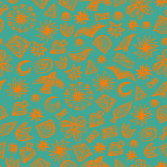 Seamless doodle pattern. Vector hand drawn pattern. Kids theme. Great for package or fabric design.