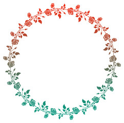 Beautiful round gradient frame with roses.