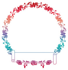 Beautiful round gradient frame with roses.