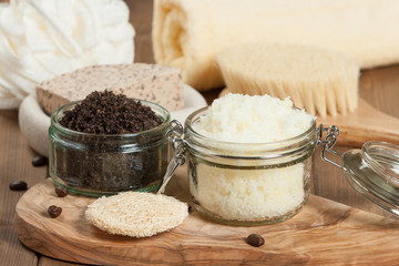 Handmade Coffee Scrub And Lemon Scrub With Coconut Oil. Toiletri