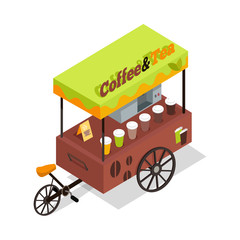 Coffee and Tea Trolley in Isometric Projection.