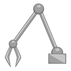 Excavator bucket icon. Gray monochrome illustration of excavator vector icon for web design