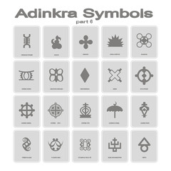 set of monochrome icons with adinkra symbols for your design