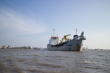 ship entering the harbor.