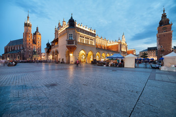 Fototapeta na wymiar Old Town of Krakow at Dusk in Poland