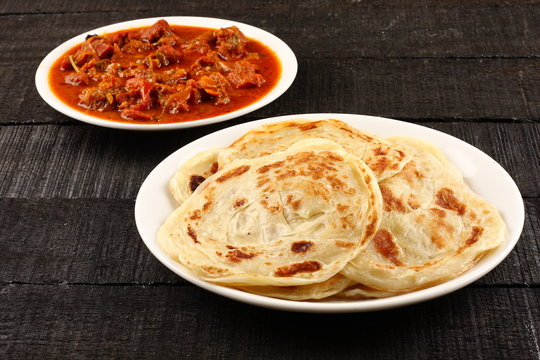 Asian cuisine .paratha with lamb ,mutton curry