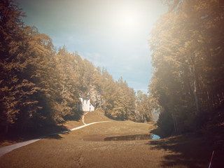  In Autumn.Fantasy fable in Park with Sunrise scene.