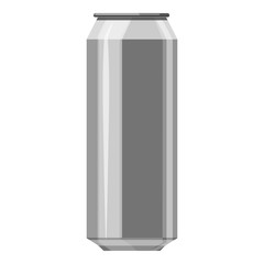 Aluminum beer can icon. Gray monochrome illustration of aluminum beer can vector icon for web
