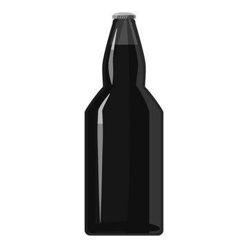 Dark beer bottle icon. Gray monochrome illustration of dark beer bottle vector icon for web