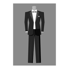 Wedding tuxedo icon. Gray monochrome illustration of wedding tuxedo vector icon for web
