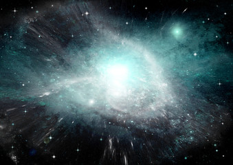 Stars, dust and gas nebula in a far galaxy