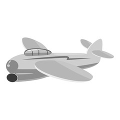 Small plane icon. Gray monochrome illustration of small plane vector icon for web
