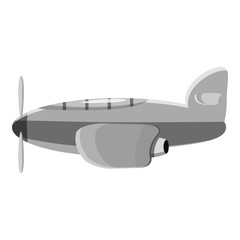 Airplane transport icon. Gray monochrome illustration of airplane transport vector icon for web