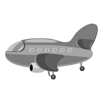 Airplane icon. Gray monochrome illustration of airplane vector icon for web