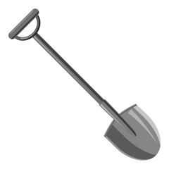 Shovel icon. Gray monochrome illustration of shovel vector icon for web