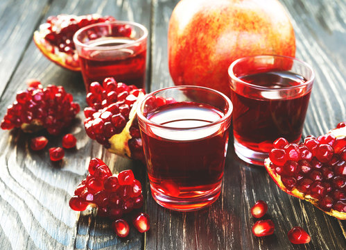 Pomegranate juice with fresh fruits and mint