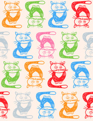 cute cats seamless pattern