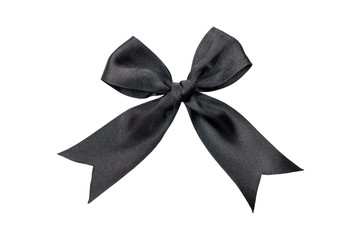 Black ribbon bow isolated with clipping path