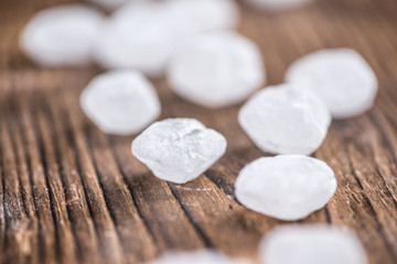 White Rock Candy on wooden background