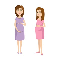 Young pregnant woman character vector