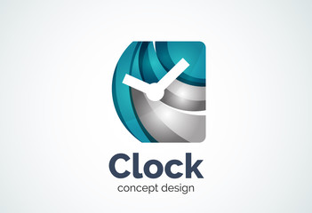 Clock logo template, time management business concept