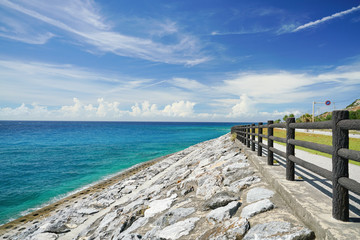 Fototapeta premium Sightseeing view point of sea and beautiful sky on Okinawa island, Japan