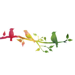 birds at tree silhouettes