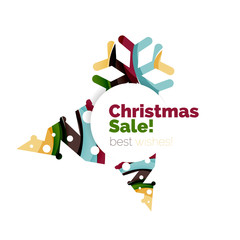 Christmas and New Year geometric banner with text