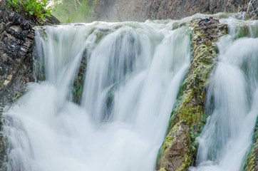 falling water in the morning mist.