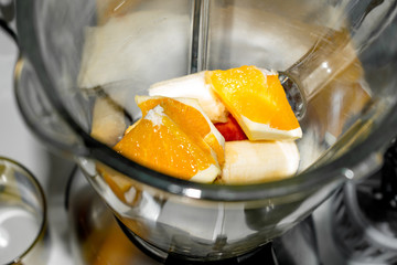 The fruit in the blender.
