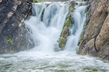 falling water in the morning mist.