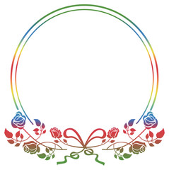 Round gradient frame with roses.