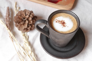 Coffee cup of cappuccino. Window Light.