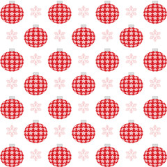 Red christmas ornaments with stars and snowflakes on white background illustration