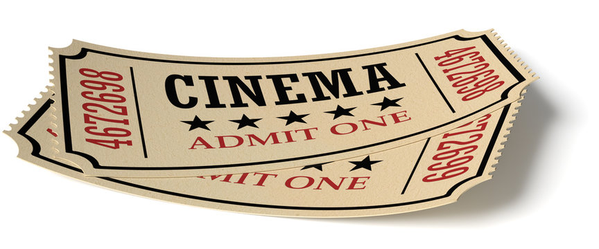 Pair Of Retro Vintage Cinema Tickets With Shadow