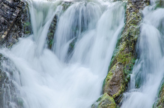 falling water in the morning mist.