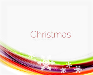 Color wave line with snowflakes, winter vector business template