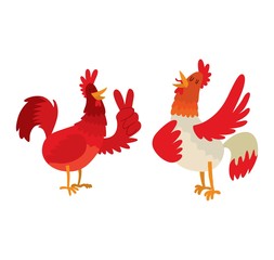 Cute cartoon rooster vector illustration