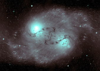 Obraz premium Gwiazdy, mgławica pyłu i gazu w dalekiej galaktyce