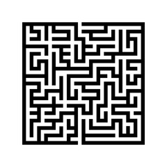 Labyrinth shape design element. One entrance and one exit. Maze
